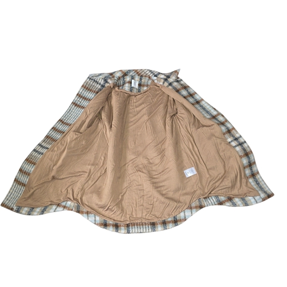 Altar'd State Plaid Teddy Jacket Size M Neutral Tones - Picture 3 of 8